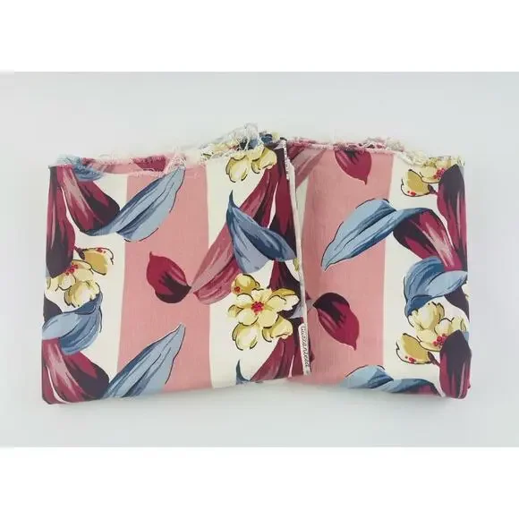 Pink Mauve Barkcloth Era Vintage Curtain Drape Upholstery Fabric Pieces 2 Magent - Picture 10 of 11